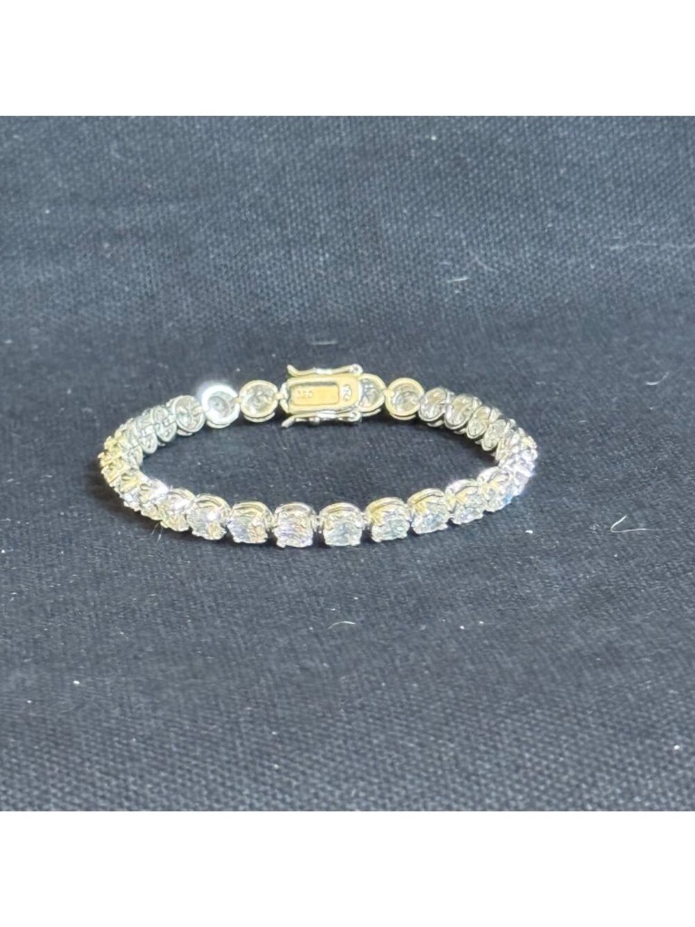 DBJ 925 Sterling Silver Tennis Bracelet w/Round CZ Stones Secure Clasp Vintage - Picture 5 of 10